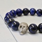 Lapis Lazuli + Cubic Zirconia Skull