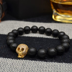 Black Onyx and Gold Cubic Zirconia Skull