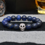 Lapis Lazuli + Cubic Zirconia Skull