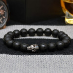 Polished Onyx + Swarovski Skull