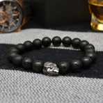 Polished Onyx + Swarovski Skull