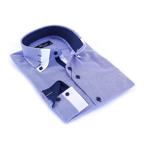 Premium Reversible Cuff Button-Down Shirt // Blue + White Checkers (S)