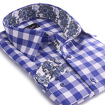 Reversible Cuff Button-Up Shirt // Blue + White Checkered + Colorful Paisley (XL)