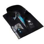 Amedeo Exclusive // Reversible Cuff Button-Down Shirt // Black + Turquoise Check (3XL)