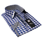 Amedeo Exclusive // Reversible Cuff Button-Down Shirt // Checkered Blue + White (M)