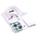 Reversible French Cuff Dress Shirt // White + Green + Black Check (XL)