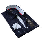 Amedeo Exclusive // Reversible Cuff Button-Down Shirt // Navy Blue Colorful (L)
