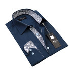 Reversible Cuff Button-Down Shirt // Medium Blue + White Paisley (S)