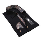 Reversible Cuff Button-Up Shirt // Black + Tan Paisley (XL)