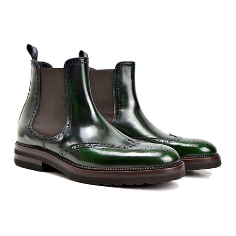 Luciano Chelsea Wing Brogue // Green + Coffee (Euro: 41)