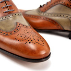 Fred // Oxford Wing Brogue // Tan + Olive (Euro: 45)