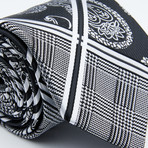 St. Lynn // Rowan Silk Tie // Black + Silver