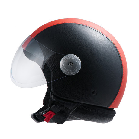 Two Tone Leather Helmet // Black + Orange (21.3" Circumference // XS)