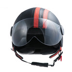 Striped Leather Helmet // Black + Orange (21.3" Circumference // XS)