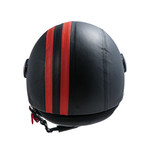 Striped Leather Helmet // Black + Orange (21.3" Circumference // XS)