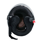 Striped Leather Helmet // Black + Gray (21.3" Circumference // XS)