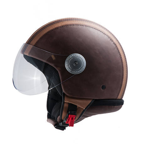 Striped Leather Helmet // Brown + Havana (21.3" Circumference // XS)
