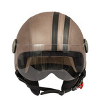 Striped Leather Helmet // Gray + Brown (21.3" Circumference // XS)