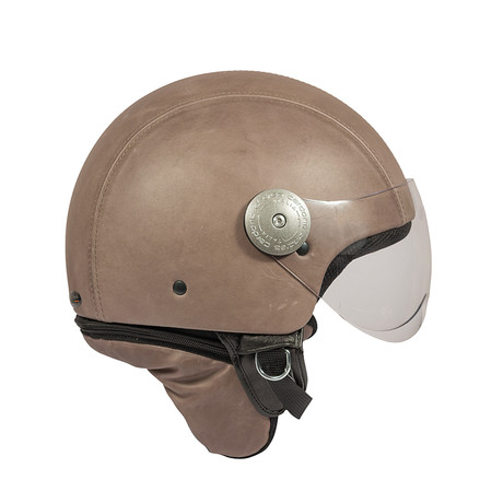 Striped Leather Helmet // Gray + Brown (21.3" Circumference // XS)
