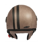 Striped Leather Helmet // Gray + Brown (21.3" Circumference // XS)