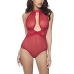 Sheer Halter Teddy // Red