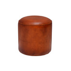 Cognac Leather Stool