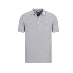 Short Sleeve Polo // Gray + Blue Trim (XL)