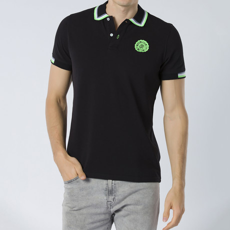 Short Sleeve Polo // Black + Green Trim (S)