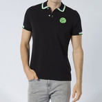 Short Sleeve Polo // Black + Green Trim (2XL)