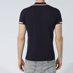 Short Sleeve Polo // Navy + Orange Trim (L)