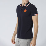 Short Sleeve Polo // Navy + Orange Trim (L)