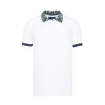 Short Sleeve Polo // White + Tropical Print (S)