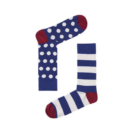 Blue Spots & Stripes Socks // Pack of 2 (Size 36-40)