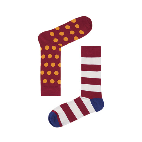 Red Spots & Stripes Socks // Pack of 2 (Size 36-40)