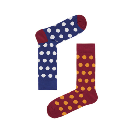 Blue & Red Spot Socks // Pack of 2 (Size 36-40)