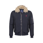 Fur Trim Winter Coat // Navy (XL)