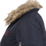 Fur Trim Winter Coat // Navy (M)