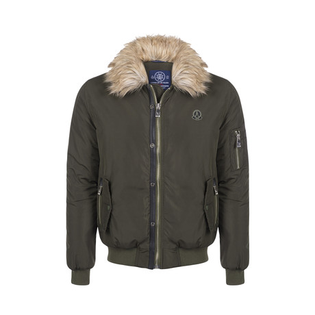 Fur Trim Winter Coat // Khaki  (XS)