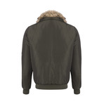 Fur Trim Winter Coat // Khaki  (S)