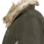 Fur Trim Winter Coat // Khaki  (L)