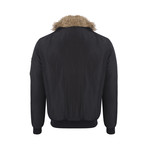 Fur Trim Winter Coat // Black (XL)