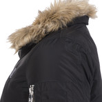 Fur Trim Winter Coat // Black (2XL)