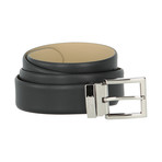 Armani Collezioni Leather Belt With Branded Buckle // Black