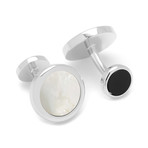 Double Sided Mother of Pearl Stainless Steel Cufflinks // Silver