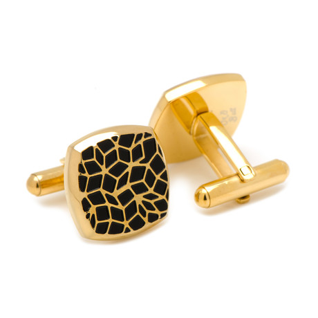 Gold Geometric Cell Cufflinks // Stainless Steel