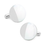 Modern Round Mother of Pearl Cufflinks // Sterling SIlver