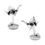 Origami Crane Cufflinks // Silver