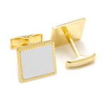 Two Tone Rope Border Square Engravable Cufflinks // Silver