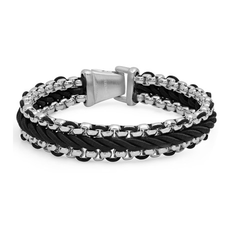 Stainless Steel + Twist Cord Bracelet