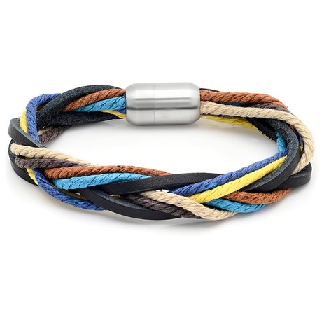 Genuine Leather Bracelet // Black + Multi Rope